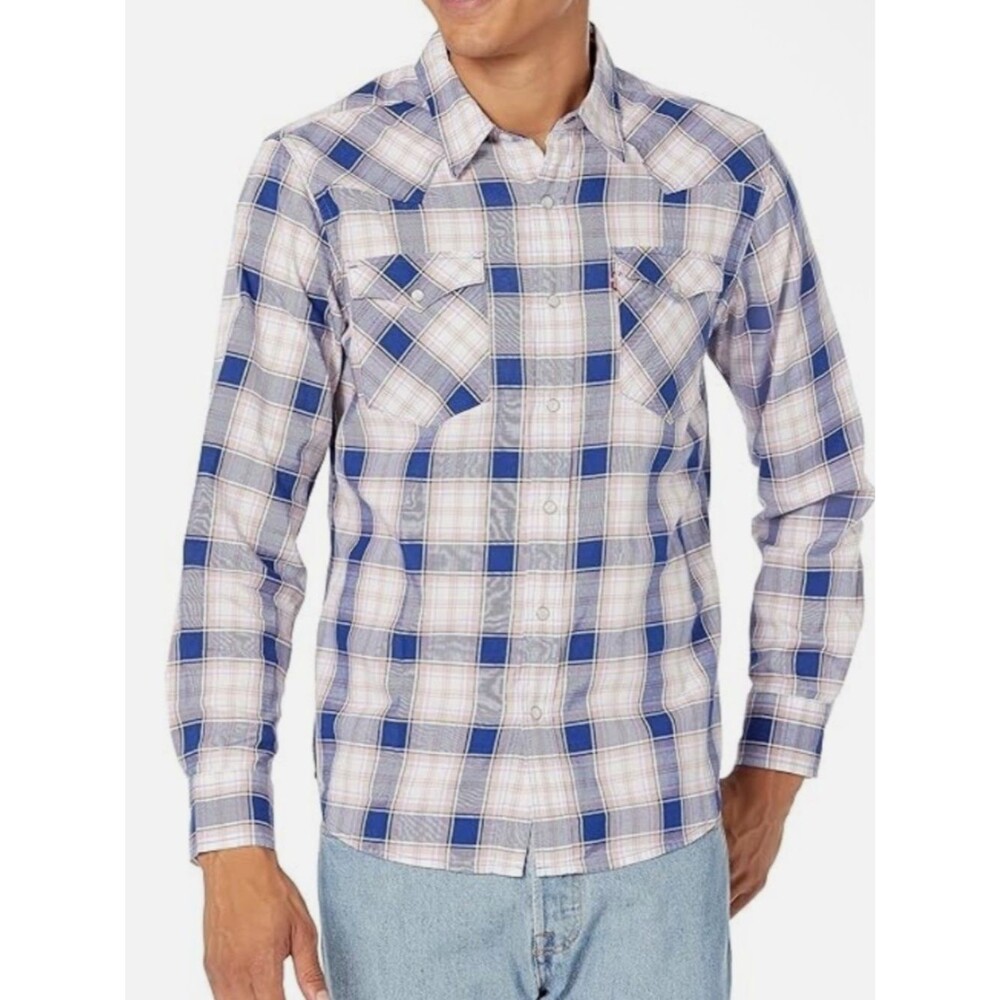 Levi's Men's Western Pearl Snap Sodalite Blue Size Medium